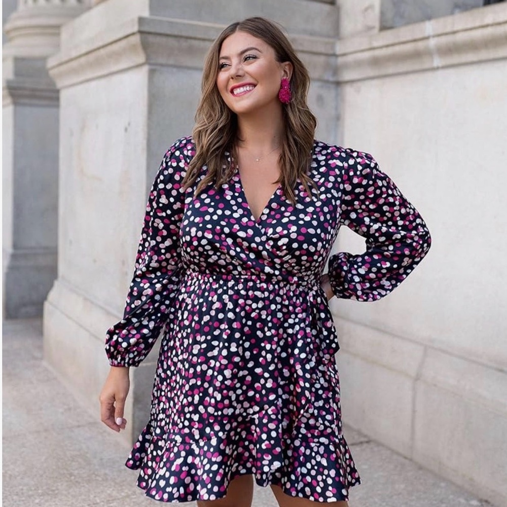 Caralyn Mirand The Drop Faux wrap long sleeve dress NWT